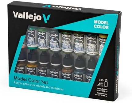 Vallejo - German Camouflage WWII Acrylic Paint Set | Model Color | High Pigmentation Colors | Realistic and Historical Finishes for Model Kits & Scale Figures | 16 Bottles x 18 ml. (0.60 fl.oz)
