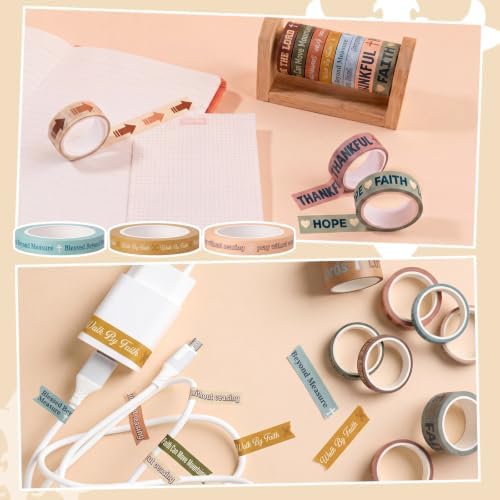 24 Rolls Christian Washi Tape Gifts, Boho Religious, Multi Size