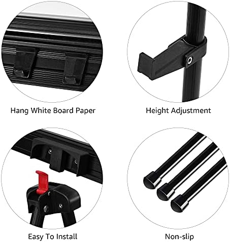 Amazon Basics Height Adjustable Aluminum Flipchart Easel Stand, Portable, for Whiteboard, Flip Chart, Poster Boards, Paper Pads and Signage, 35 x 2 x 28 Inches, Black