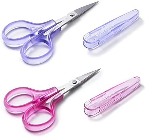 Beaditive High Precision Detail Scissors Set (2-Pc) Sharp, Fine Tips | Paper Cutting, Scrapbooking, Sewing, Crafting | Stainless Steel | Protective Cover (Jelly)