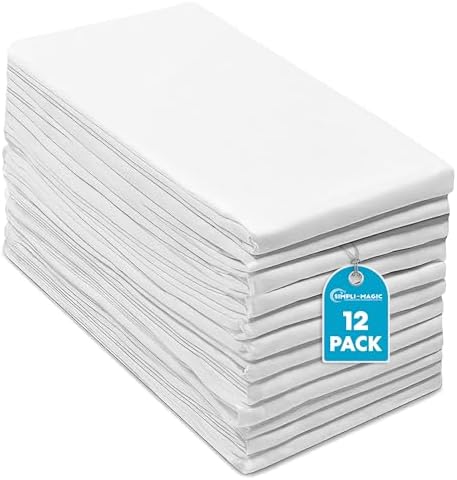 Simpli-Magic Flour Sack Kitchen Towels 24"x24" (12 Pack) – 100% Cotton, Lint-Free, High Absorbent Tea Towels – Perfect for Dish, Baking, Crafting