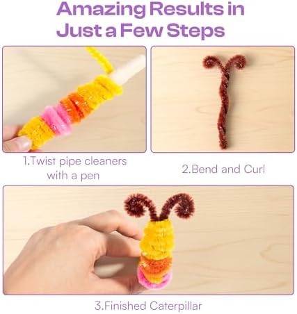 Caydo 200PCS Glitter Pipe Cleaners Craft, Sparkly Pastel Chenille Stems for Flower Making, DIY Art Creative Projects and Holiday Party Decorations