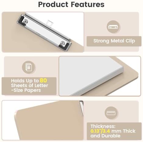 Extra Large 11x17 Clipboards, Plastic Khaki Drawing Boards, Horizontal Clip Board, Landscape Layout. Suitable for Watercolor, Sketching, Painting. Art & Drafting Supply(Pack of 6)