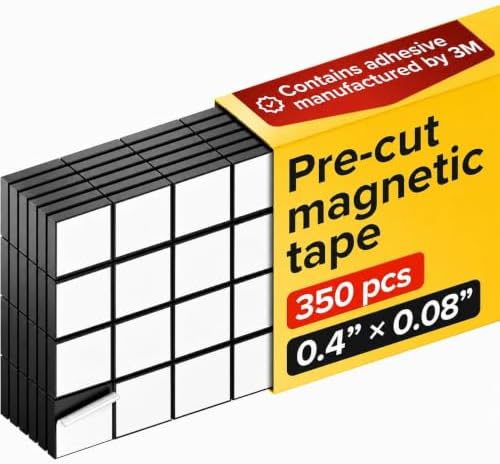 Pre-Cut Adhesive Magnetic Tape Squares, 0.4"x0.08" (10x2mm), 350 pcs
