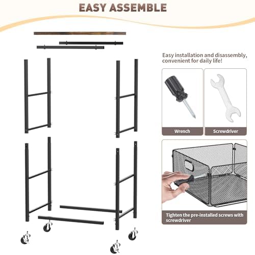SUNALLY Kitchen Storage Cart with Drawers,Metal Snack Cart Organizer,Black