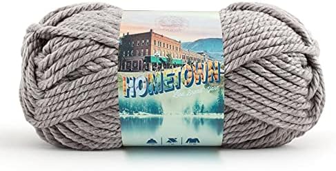 Lion Brand Yarn Hometown Yarn, Super-Bulky Yarn for Knitting, Crocheting, and Crafting, 1 Pack, Gray