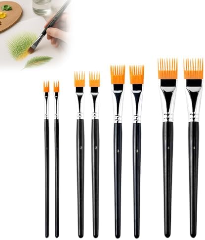 8PCS Art Grainer Brush Comb Set, Professional Artist Acrylic Paint Brush Comb Set, Nylon Bristles Painting Brushes Ideal for Painting Faces, Greeting Cards, Stones (8 PCS)