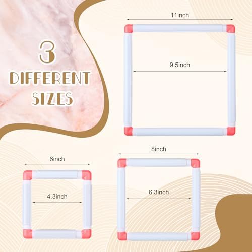 Janinka 3 Pcs Embroidery Hoop Cross Stitch Frames and Hoops, Red