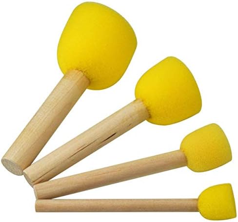 WAFJAMF 40 Pcs Round Sponges Brush Set 4 Sizes DIY Painting Tools Yellow