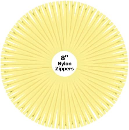 Mandala Crafts 100 PCs Butter Yellow Closed-End 8" Nylon Zippers for Sewing