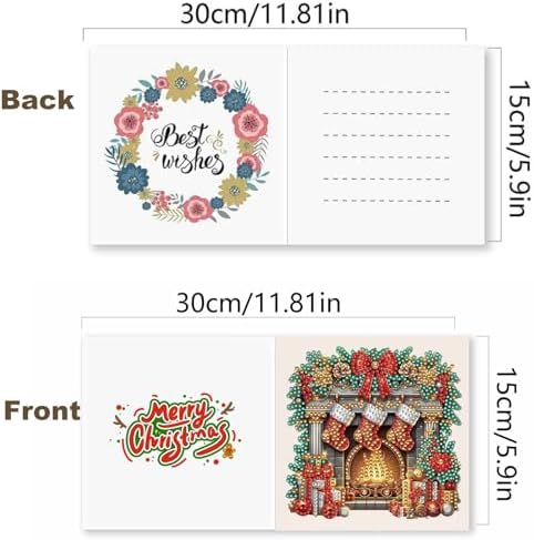 Zyvoreva 12 PCS Christmas Snowman Diamond Art Greeting Cards with Envelopes, Diamond Painting Greeting Cards Kit for Adults DIY Holiday (red)
