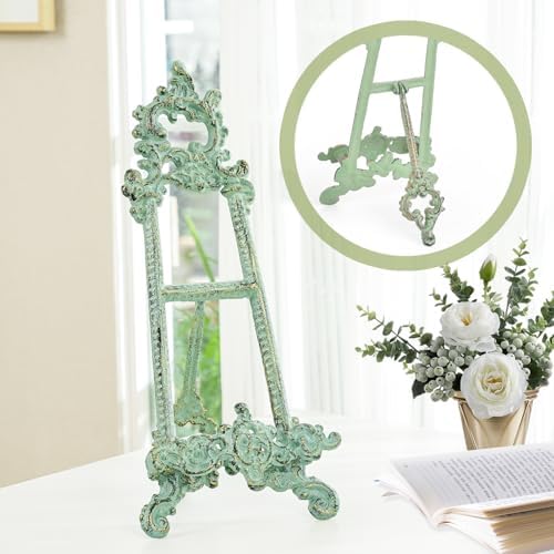 Sungmor Vintage Cast Iron Cookbook Stand, 15.5 Inches Tall Antique Green