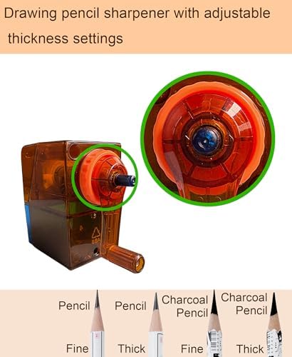Artist Pencil Sharpener for Sketching, Drawing & Writing， Suitable for Charcoal, Colored Pencils, Drawing (Small Sketch Pencil Sharpener（Orange-Blue）)