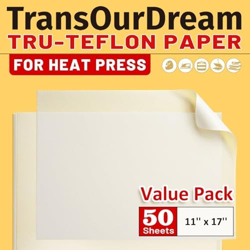 TransOurDream 50 Sheets Teflon Paper for Heat Press 11×17"