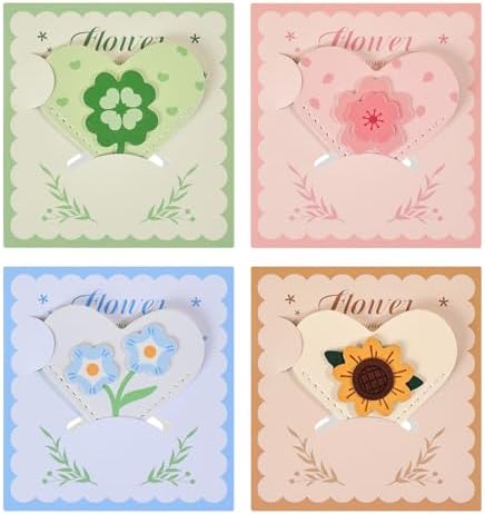 VYRANA 4Pcs Leather Heart Bookmarks - Cute Corner Book Marks Sets for Reading, Floral Read Lover Gifts for Women Men Kids Girl Readers, Pretty Book Markers for Reading, Aesthetic Gifts for Planner