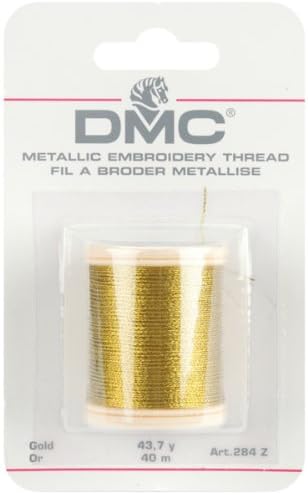 DMC Embroidery Thread - Metallic Gold Thread for Embroidery, Cross Stitch Projects, and Crafts - 43.7 Yards (40 Meters)