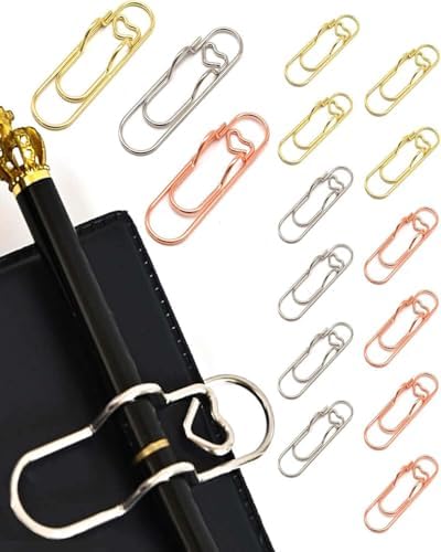 Notebook Pen Clip, 15PCS Colorful Metal Paperclip Pen Holder
