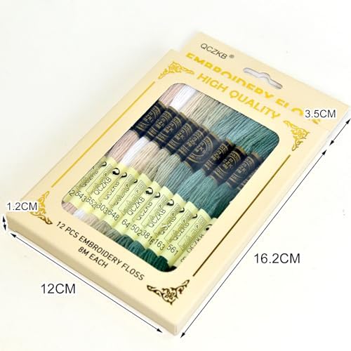 Premium Rainbow Color Embroidery Floss - Cross Stitch Threads - Friendship Bracelets Floss - Crafts Floss - 12 Skeins Per Pack Embroidery Floss,Earth Tone Brown-Green