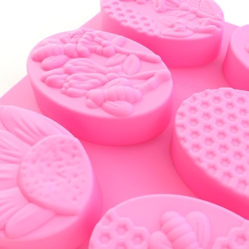 2 Packs 6-Cavity Honeybee Silicone Soap Mold for DIY Crafts | Oval Bee and Hive Queen Bumblebee Molds, For Homemade Craft Soaps, Lotion Bar, Bath Bomb, Beeswax, Chocolate and Dessert