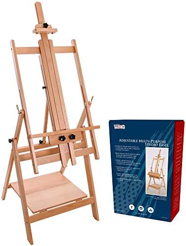 U.S. Art Supply Large Adjustable H-Frame Multi-Purpose Studio Artist Easel