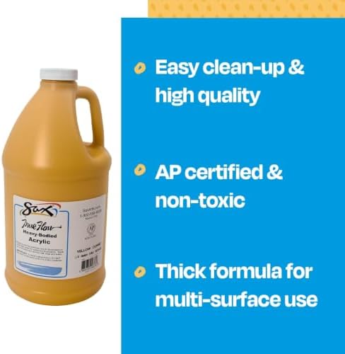 Sax True Flow Heavy Body Acrylic Paint, 1/2 Gallon, Yellow Ochre - 408506