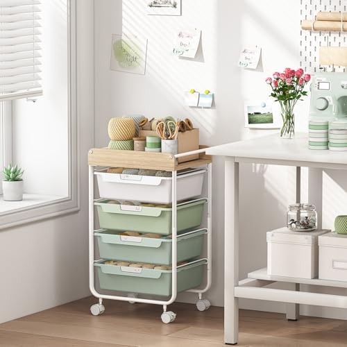 SYKIARIOL Rolling Storage Utility Cart with 4 Drawers,Art Cart,Green