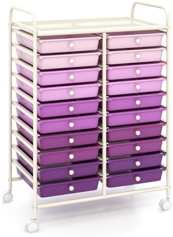 COSTWAY 20-Drawer Rolling Storage Cart, Utility Storage Organizer Cart