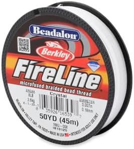 Beadalon FireLine Microfused Braided Beading Cord Thread, Crystal- 8LB/50YD