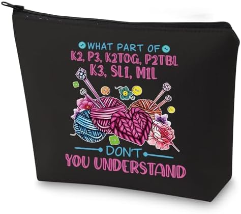 WZMPA Funny Knitting Cosmetic Bag Yarn Collector Gift What Part Don't You Understand Makeup Zipper Pouch Bag Knitter Merchandise (Don't Understan BL)