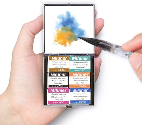 Mini Portable Handmade Artist Watercolor Paint,6 Colors Solid Watercolor