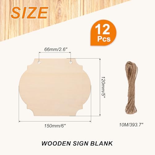 MECCANIXITY Unfinished Hanging Wood Sign Blank 6"x5" Style 3 12 PCS