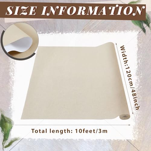 Kinlop 48 Inch X 10 Feet Double Primed Cotton Canvas Roll, Linen Beige