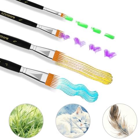 Comb Artist Brush Set, Professional Flat Comb Brushes for Unique Texture Painting Perfect for Acrylic, Oil, Greeting Cards & DIY Crafts