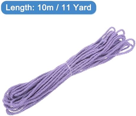 MECCANIXITY Twisted Cord Trim, 11 Yard 3mm 3-Ply Twine Braided Rope Shiny Thread String for Craft Gift Bag Curtain Christmas Decor, Light Purple - 10m