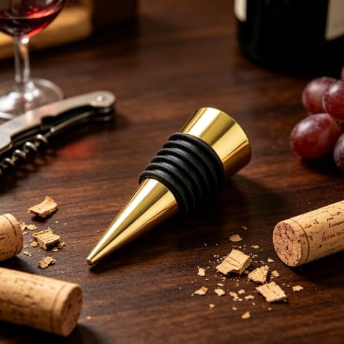 10 Pcs Wine Bottle Stopper Set Kit, Resin Wine Bottle Stoppers Molds Set Accessories, Wine Stopper for Silicone Molds Epoxy Resin (Metal Gold)