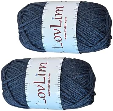 Yarn Pack, 2 skeins of 50g Each, Soft Cotton Yarn for Crochet and Knitting, Craft DK Amigurumi Yarn (Blue Spruce)