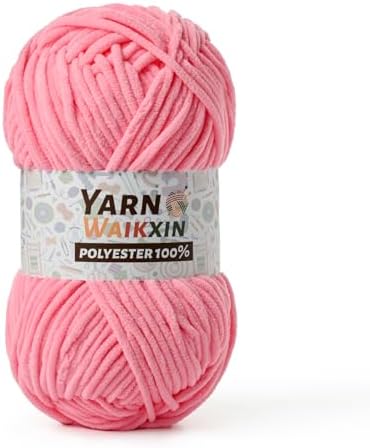 Soft Chenille Yarn for Crocheting, Fluffy Chunky Crochet Yarn for Baby Blanket, (1.76oz/65.6yds) Fuzzy Velvet Yarn for Amigurumi&DIY Puzzle、Crafts、Scarf(Pink)
