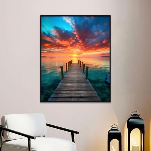 Beach Paint by Number Adult Paint by Numbers Kits for Adults 20x16in | Canvas Paint by Numbers for Adults Sunrise,Adult Paint by Numbers Beach for Gifts and Home Wall Includes All Supplies