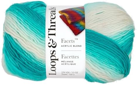 Loops & Threads Facets Yarn - Yarn for Knitting, Crochet, Weaving, and Arts & Crafts - Blue, Acrylic, 3.5 oz