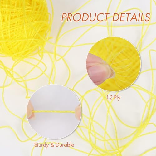 NICEEC 2 Skeins Polyester Plastic Yarn Hand-Knitted Yarn-9#Yellow