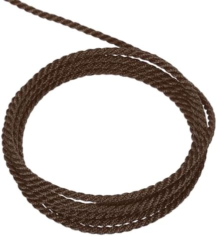 MECCANIXITY Twisted Cord Trim, 5 Yard 1mm 3-Ply Twine Braided Rope Shiny Thread String for Craft Gift Bag Curtain Christmas Decor, Brown - 5m