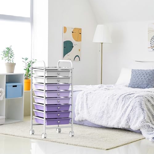 Simple Houseware 8 Drawers Rolling Utility Cart Art Craft Storage, Purple
