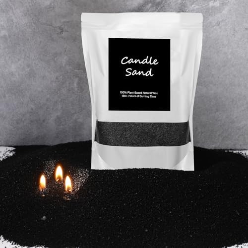 MTLEE Candle Sand 3.3 lb DIY Pearled Candle Making Kit Included 20 Pcs Wicks and Refillable Beaded Wax Sand Beaded Wax Gift with Wicks Self Extinguish for Home Wedding Party Women(Black)
