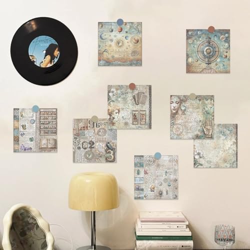 Bomichi 24 Sheets Scrapbook Paper, Vintage Decorative Scrapbook Supplies for Junk Journal Card Making Picture Art Collage DIY 6x6 inches, Astronomy theme