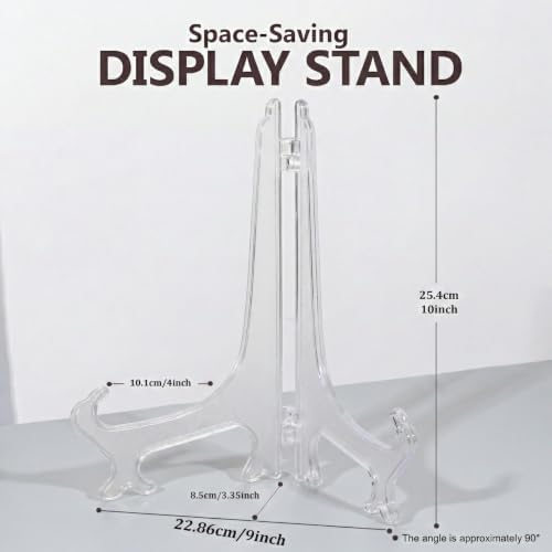 Artliving 10 Inch Clear Plastic Easels or Stand/Plate Holders to Display Pictures or Other Items at Weddings, Home Decoration, Birthdays, Tables (6 Pack)