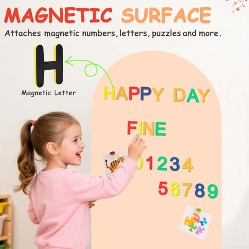 Arch Magnetic Wall Decal 39.3x17.5 Inch Milk Tea Magnetic Chalk Board Sticker Magnet Chalkboard for Wall Peel and Stick Self Adhesive Blackboard Multifunctional for Playroom Home