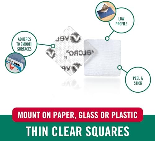 VELCRO Brand Thin Clear Mounting Squares, 7/8 in, 150 Pack