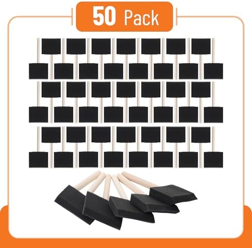Bates- Foam Paint Brushes, 3", 50 Pack, Black Sponge Brushes for Painting, Sponge Paint Brush