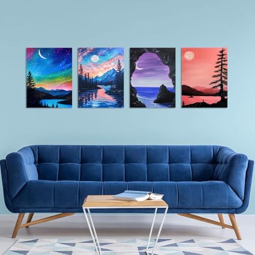 DOTSOPS 4 Pack Landscape Diamond Painting Kits Art Adults Painting Kit