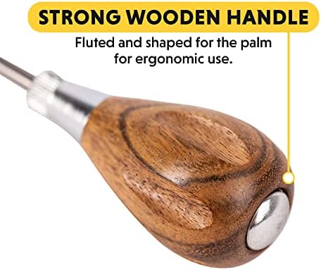 General Tools Scratch Awl Tool with Hardwood Handle - Scribe, Layout Work, & Piercing Wood - Alloy Steel Blade
